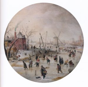 Hendrick Avercamp, Bevroren rivier met schaatsers, rond 1620 