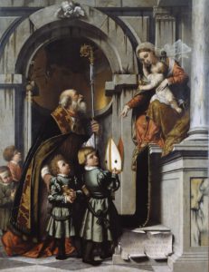 Moretto, St Nicolaas en Madonna