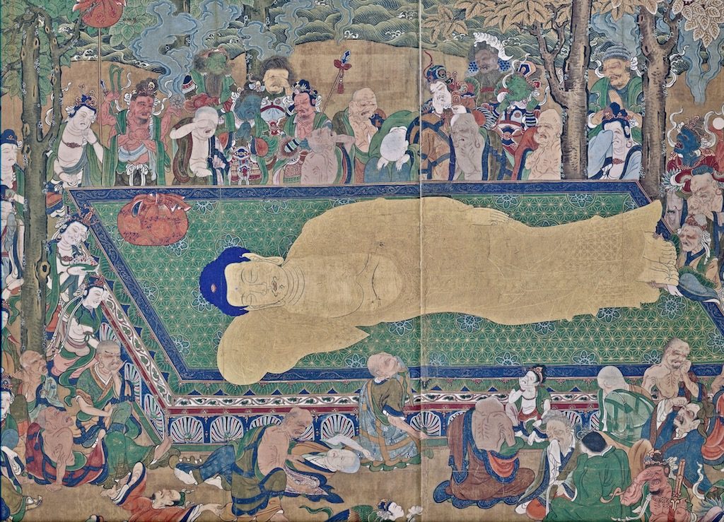 Parinirvãna, death Buddha, silk